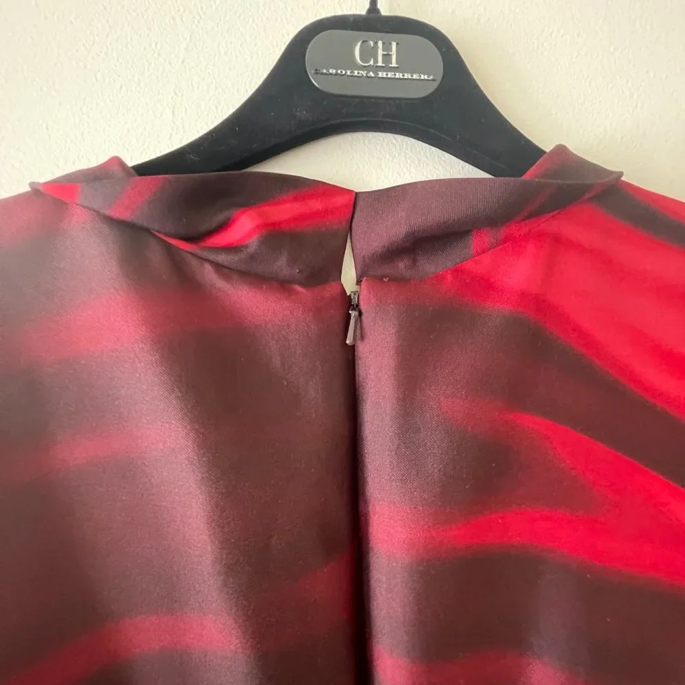 Oscar De La Renta Merlot Red Mikado Silk Dress - Picture 6 of 11